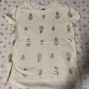 Cream shirt with gold pineapples